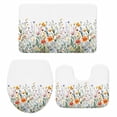 thumbnail image 2 of Wildflower Floral Bathroom Rugs Set Watercolor Spring Flower Plants Rustic Non Slip Absorbent Soft Bath Mats 3 Piece Set with Bathroom Rug, U-Shaped Floor Mat, Toilet Seat Cover Small Size, 2 of 9