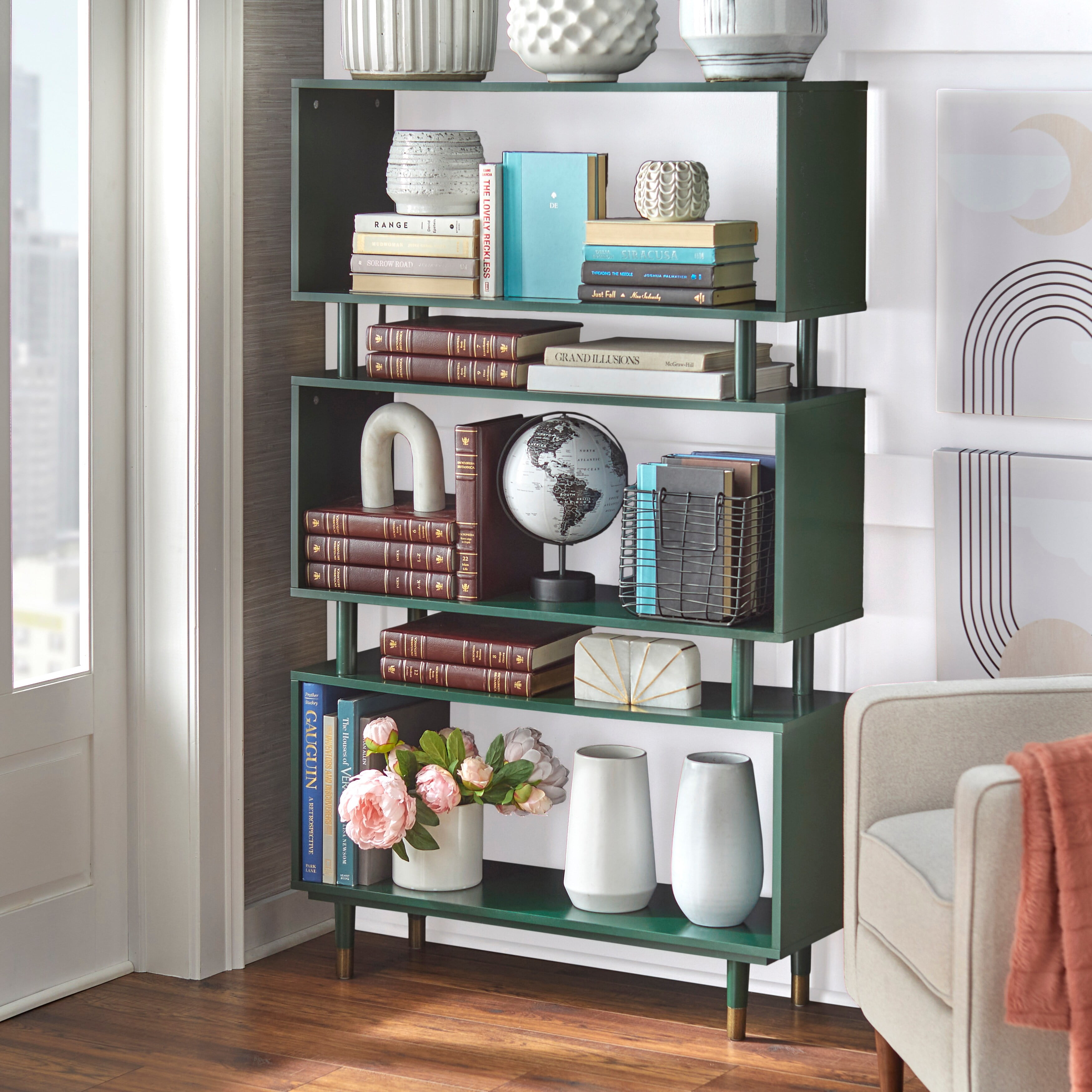Simple Living Margo Mid-Century Modern 3-tier Bookshelf - 59.5"h x 36"w