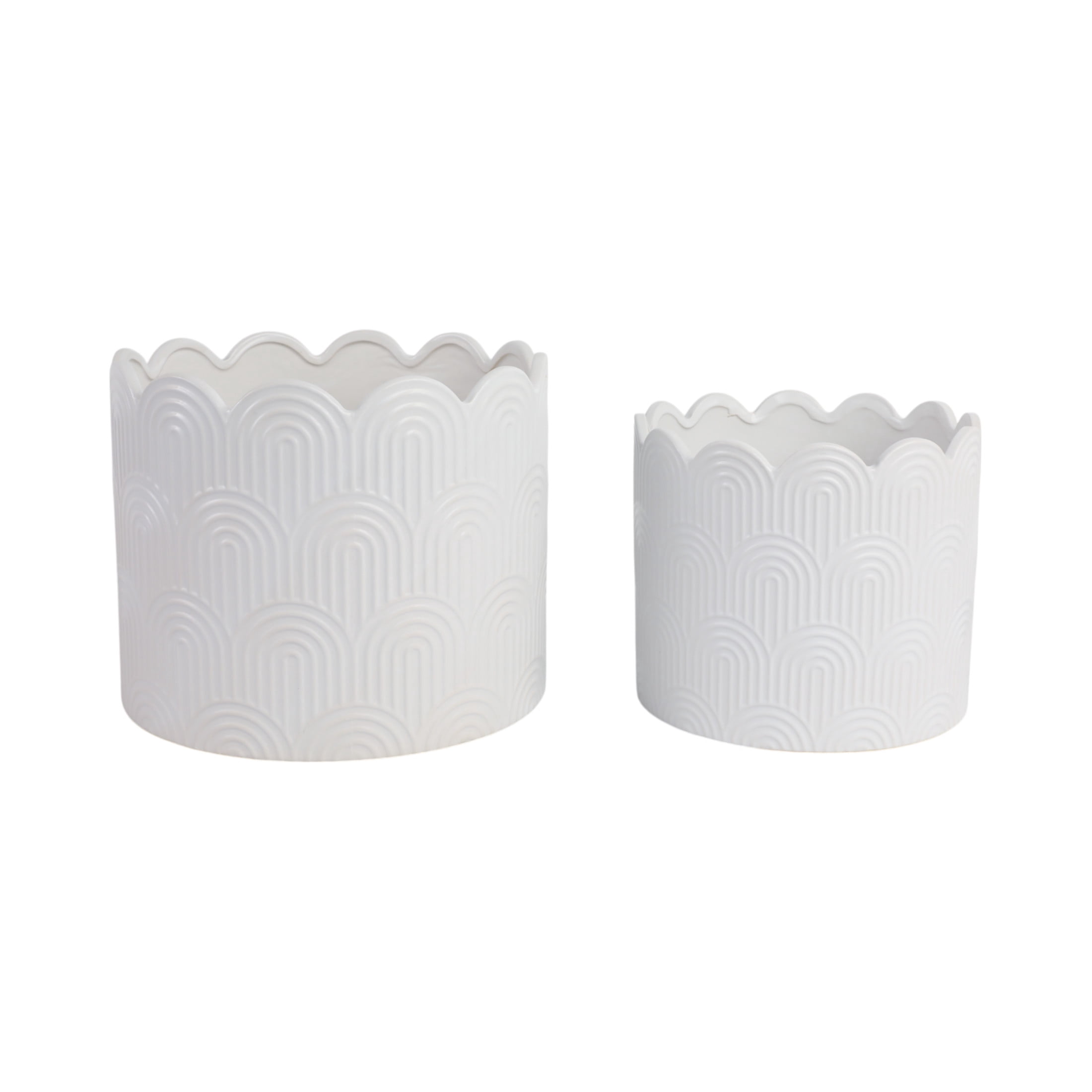 Ceramic Flower Pots and Planters for Home Decor - Indoor or Outdoor Plant Pots for Succulents, Herbs, and Orchids - Decorative Pots for Living Room, Bedroom, or Office - Set of 2, 10", 8",  White