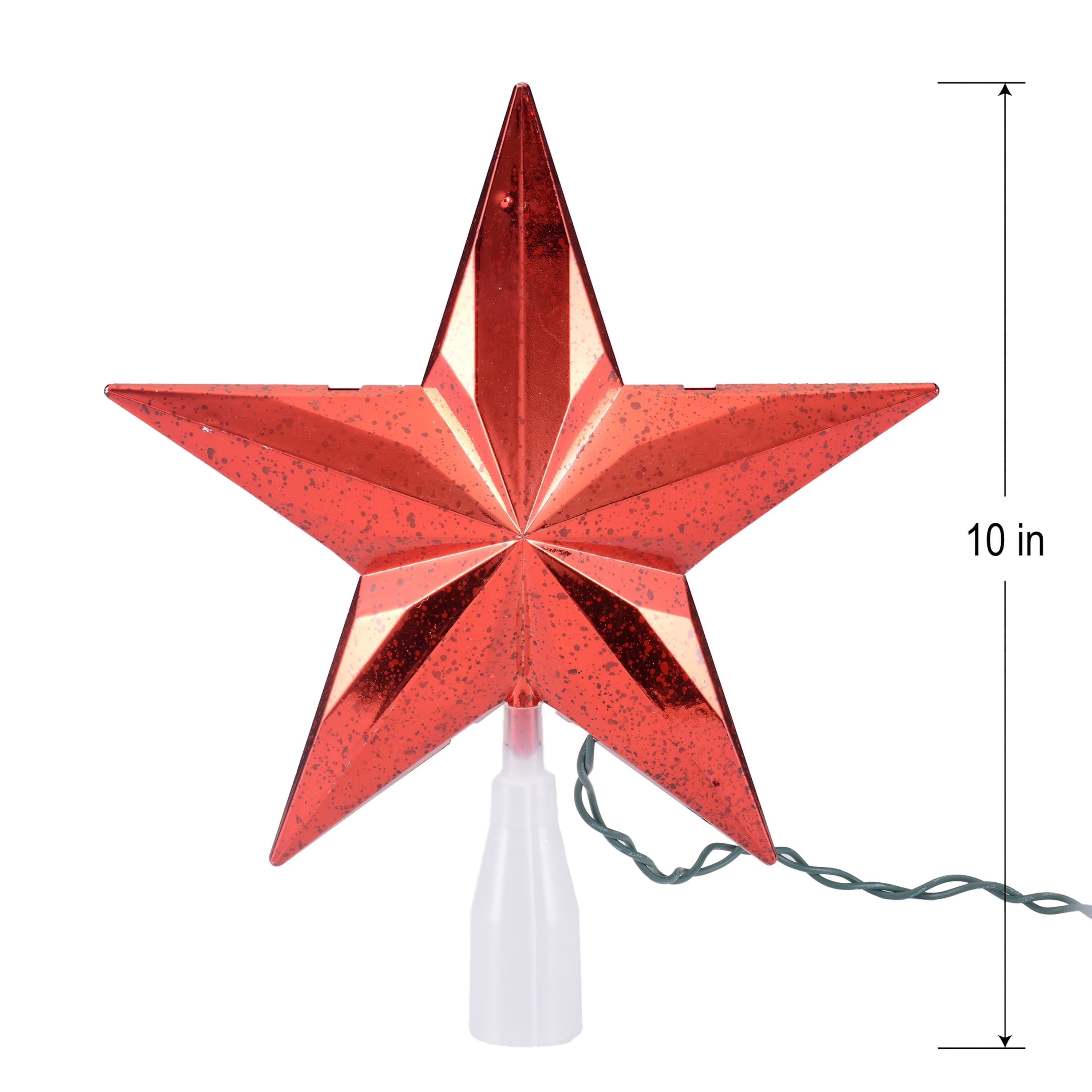 LED Speckled Star Christmas Tree Topper, Red, 10", by Holiday Time
