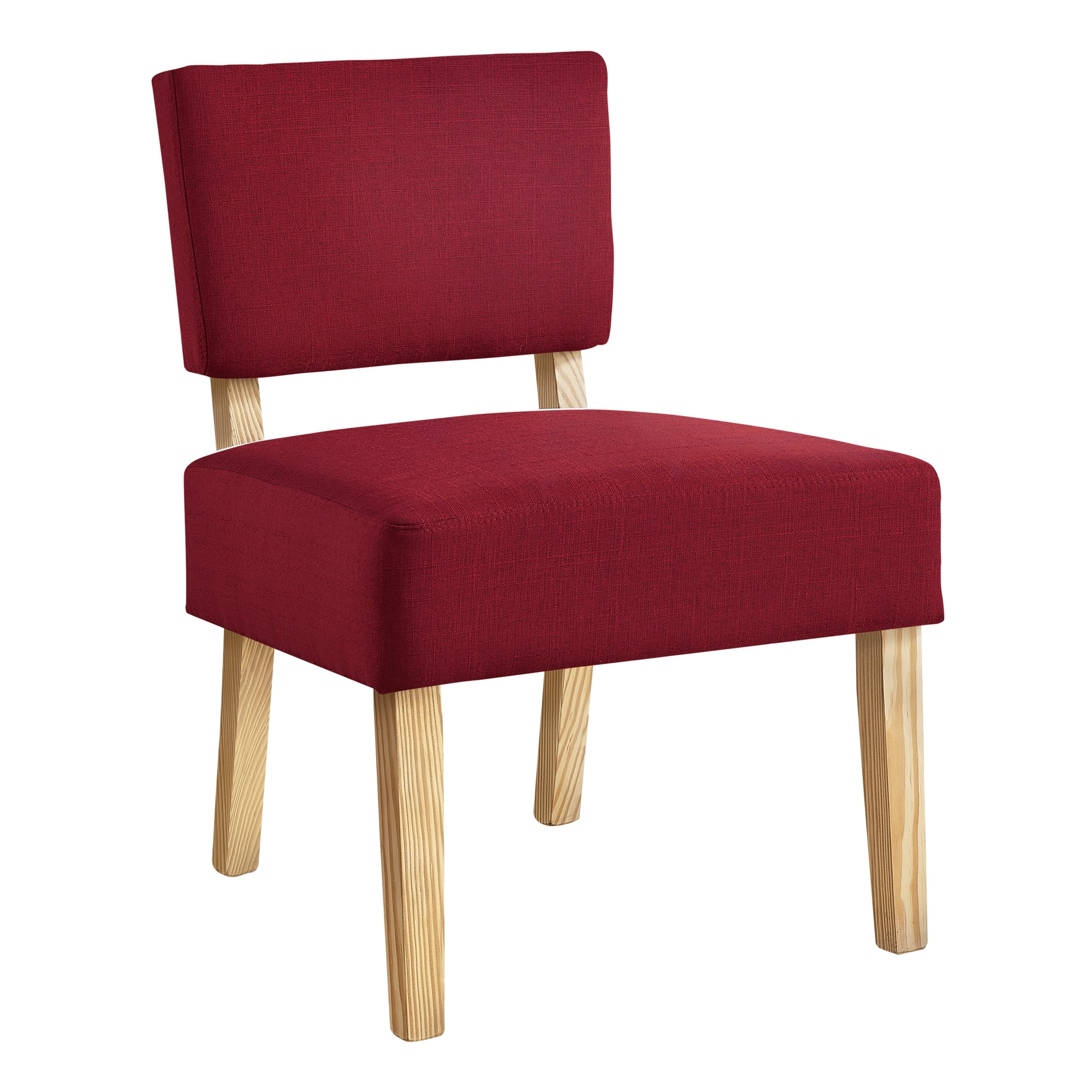 accent chair  red fabric  natural wood legs  walmart