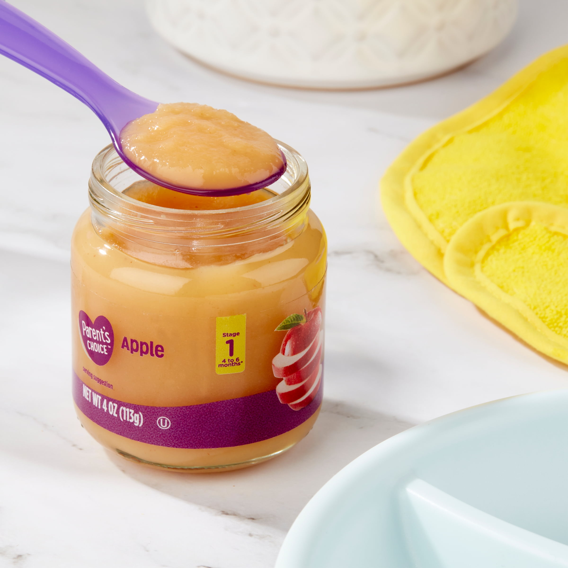 (10 pack) Parent's Choice Apple Stage 1 Baby Food, 4 oz