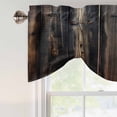 thumbnail image 5 of Tie Up Valances for Windows, Black Brown Plank Adjustable Valance Curtains Window Treatment for Living Room/Bedroom Windows, Vintage Chic Wooden Grain Rod Pocket Kitchen Curtains & Drapes 54x18 Inch, 5 of 9