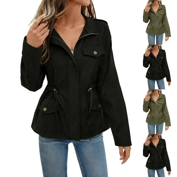 Sexlip Casual Jackets for Women Long Sleeve Lightweight Outwear Casual Fashion Coats with Pockets Green L