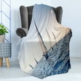 thumbnail image 4 of Nautical Soft Flannel Fleece Blanket, Racing Sailboats in Mediterranean Sea Adventure Winner Sports Freedom Photo Print, Cozy Plush for Indoor and Outdoor Use, 50" x 70", Blue White, by Ambesonne, 4 of 5