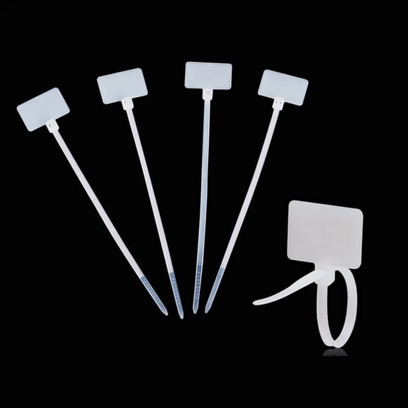 CCOCC 100 Pcs Write on Tags Wire Zip Ties Cable Mark Tags Nylon Power Marking Label