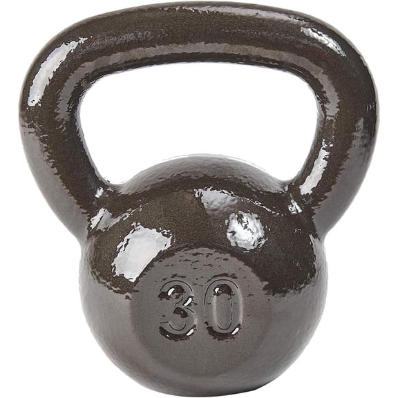 BalanceFrom Cast Iron Kettlebell for Home Gym Strength Training Exercises, 30 Lb, Grey
