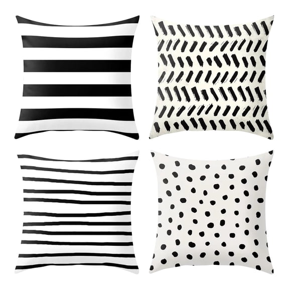 MOQIN Set of 4 Decorative Geometric 18 x 18 Inches Throw Pillow Covers - Modern Pattern Linen Square Pillow Cushion Case for Sofa Couch Bed Home Outdoor Car Christmas Decoration