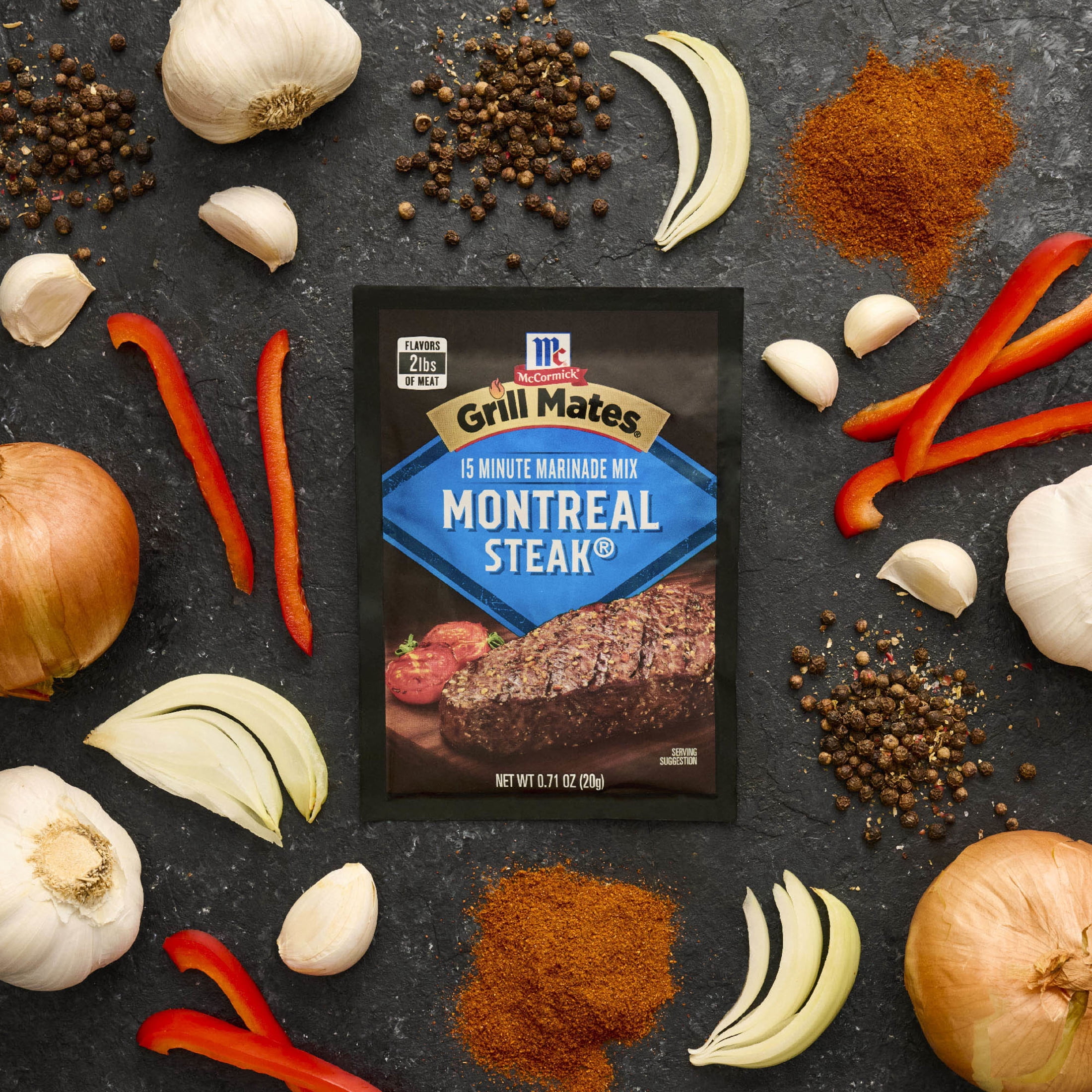 (3 pack) Grill Mates Montreal Steak Marinade Seasoning Mix, 0.71 oz Packet