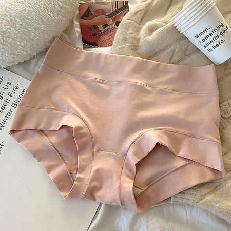 Summer Savings  Comfortable Briefs  Medium Waist  Solid Color  Large Size  Women s Underwear  Seamless  Soft Material  Womens Plus Size Tops Clearance | Pink 2XL  Sopatenor