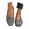 thumbnail image 3 of Womens Penny Loafers Vintage Pattern Round Toe Stitching Slip on Moccasin Flat Shoes Comfortable Arch Support Orthopedic Shoes Grey Size 7.5, 3 of 9