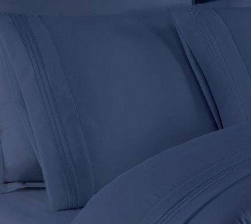 NC Home Fashions Embroidered ulta soft microfiber sheet set, Twin, Blue Indigo