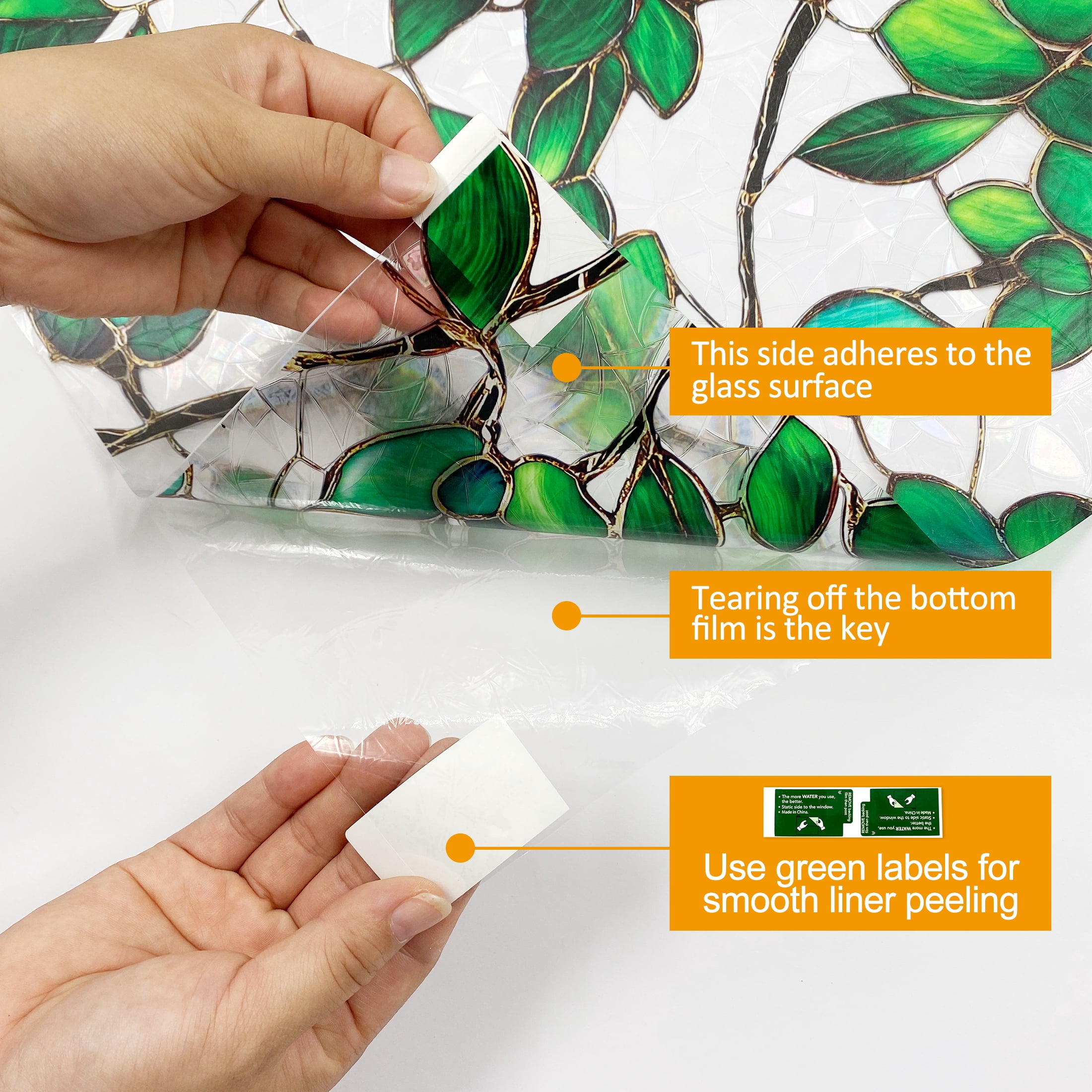Countewol Window Privacy Film with Installation Tools Home Decorative Colored Glass Window Stickers Reusable electrostatic Rainbow Stickers