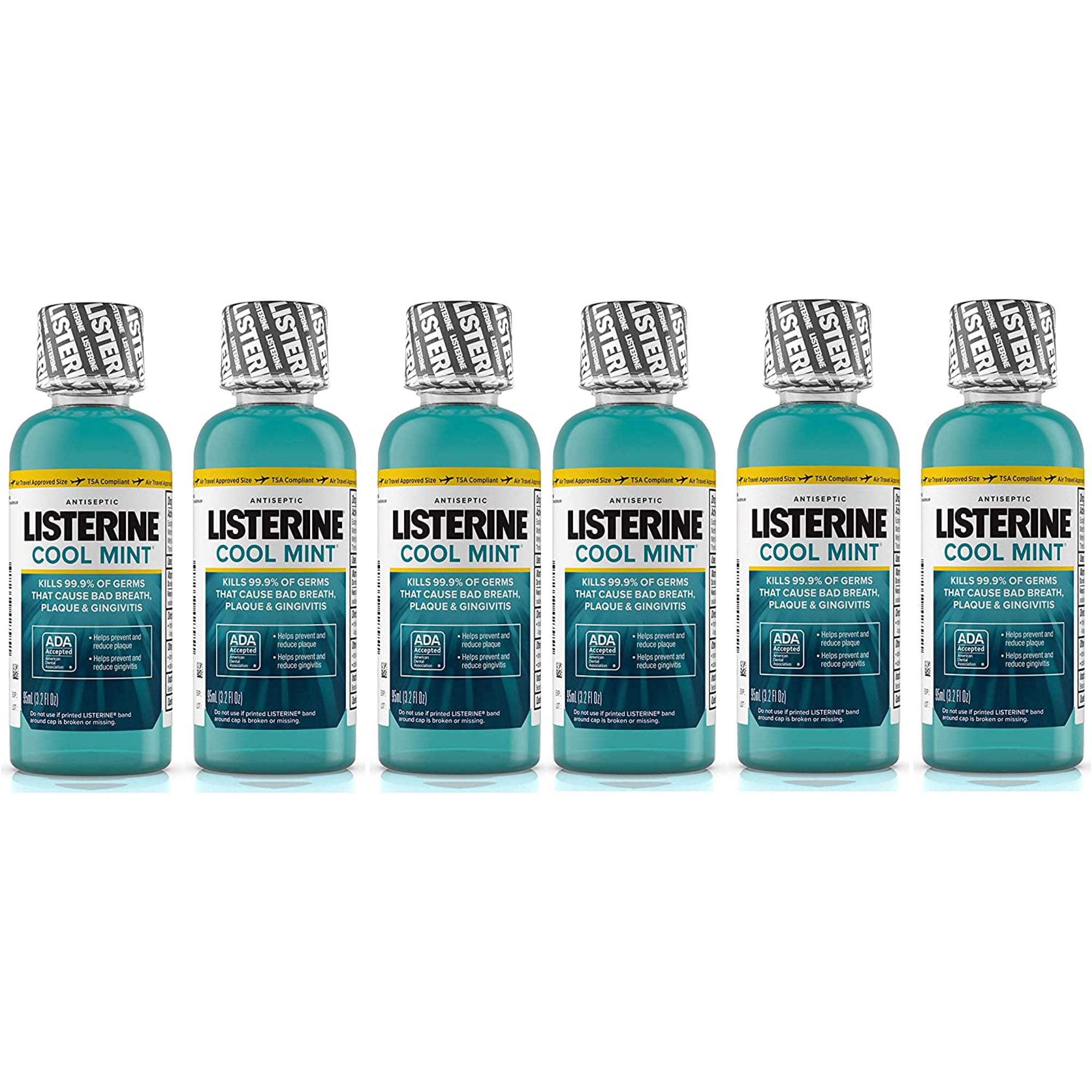 Listerine Cool Mint Antiseptic Mouthwash for Bad Breath, Travel Size 3.