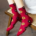 thumbnail image 3 of JeashCHAT Women Fashion Retro Academic Style Flower Lovely Cotton Middle Tube Socks, 3 of 3