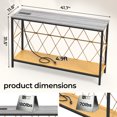 thumbnail image 3 of Ktaxon Boho Conosle Table with Charging Station, 41.7" Nareow Behind the Sofa Table with Handwoven Waterproof Rattan Shelf, Easy Assemble, Gray, 3 of 7