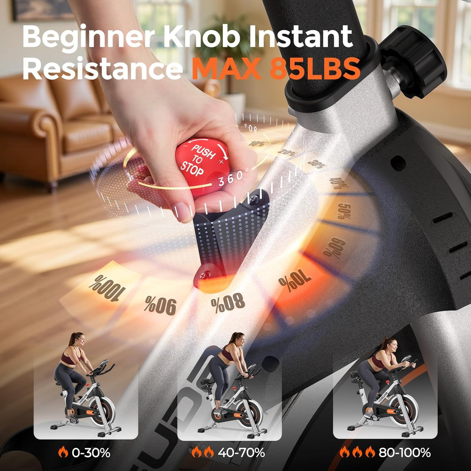 FED Fitness Yosuda Magnetic Exercise Bike, Adjustable Stationary Bike for Home, Silent Belt Drive, Exclusive App, Indoor Cycling Bike with Big IPad Holder & Comfortable Seat for Home/Gym Use