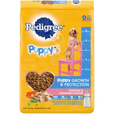 Best by 05/01-2025)) PEDIGREE Puppy Growth & Protection Dry Dog Food Chicken & Vegetable Flavor  14 lb. Bag