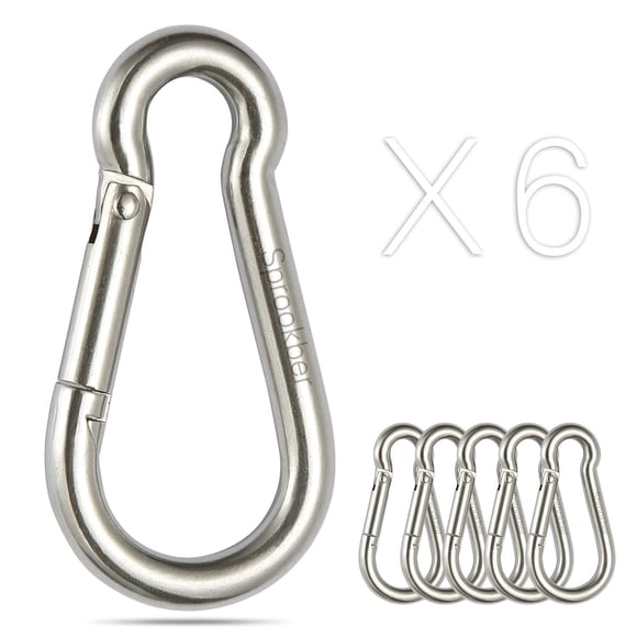 Mosquetón Sprookber con resorte de acero inoxidable, 6 unidades