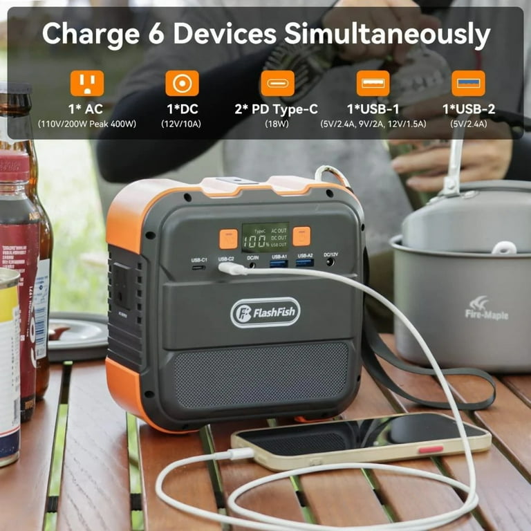 Flashfish Portable Power Station, 98Wh 26400mAh Lithium Battery