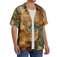 thumbnail image 2 of Rateoe Antique Map Adventure Scene Pattern Men's Short Sleeve Classic Shirt, Casual Short-Sleeved Shirt, Lightweight Summer Shirt, Cuban Collar Shirt,Button-Front Shirt-Small, 2 of 5