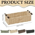 thumbnail image 3 of 1 Pc Round Paper Rope Storage Basket Wicker Baskets for Organizing with Handle Decorative Storage Bins for Countertop Toilet Paper Basket for Toilet Tank Top Small Baskets, 13.78"x5.91"x3.94", Beige, 3 of 9