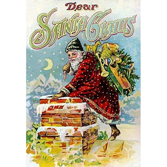 Dear Santa Claus, Christmas Pictureon Stretched Canvas, Wall Art Décor, Ready to Hang!