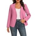 thumbnail image 2 of Vmvidoty Blazers for Women Business Long Sleeve Collarless Open Front Suit Jacket Work Office Jacket Blazers Pink 2XL, 2 of 9