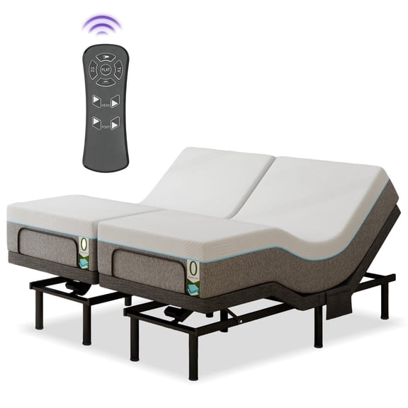 Adjustable Bed with Mattress Split King Electric Bed Base with Head & Foot Incline, Under Bed Light, Adjustable Legs, Zero Gravity, 4 USB Ports , Wireless Remote, Easy Assembly