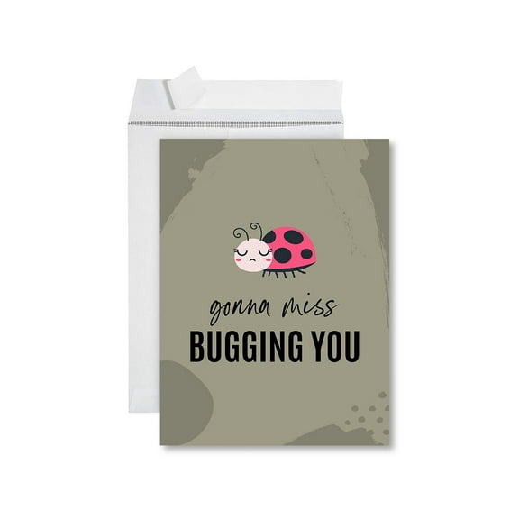 Koyal Wholesale Funny Farewell Jumbo Card Gonna Miss Bugging You 8.5 x 11 inch Blank Goodbye Greeting Card with Envelope