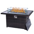thumbnail image 7 of MEETWARM Outdoor Propane Fire Pit Table, 44 Inch Rattan & Wicker-Look Rectangular Gas Fire Pit Table with 50,000 BTU, Glass Wind Guard, CSA Approved, Black Tempered Glass Tabletop, Glass Rock, 7 of 7