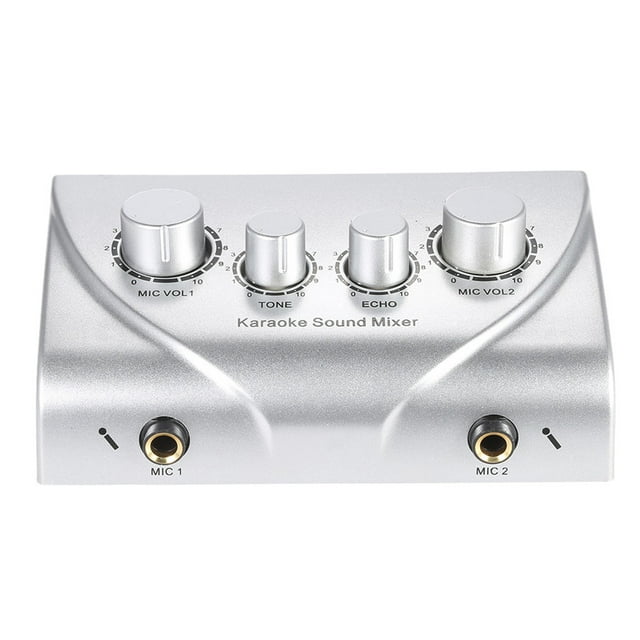Karaoke Portable Karaoke Sound Audio Stereo Sound Mixer Dual Microphone Inputs With Cable Power Adapter for TV PC Smartphone Amplifier