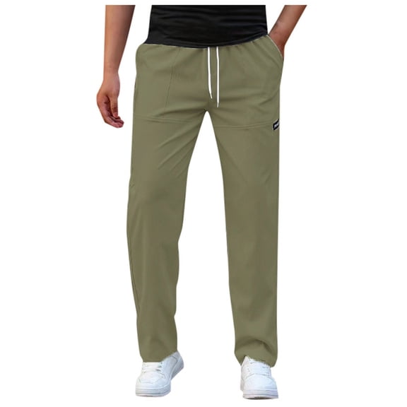 SRZYMJ Mens Athletic-Fit Casual Stretch Chino Pant Men's Loose Fit Casual Trousers with Flexible Elastic Waistband for Everyday Comfort