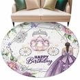 thumbnail image 6 of Happy Birthday Round Rug 7ft Washable Circle Rugs Non Slip Gradient Purple Dress Crown Carriage Flowers Large Area Rug Indoor Floor Carpet for Bedroom Kitchen Living Room Home Office Dining Room, 6 of 8