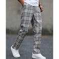 thumbnail image 7 of Men's Business Casual Pants Slim Fit Flat Front Plaid Pencil Trousers Outdoor Comfy Golf Dress Pants, 7 of 7