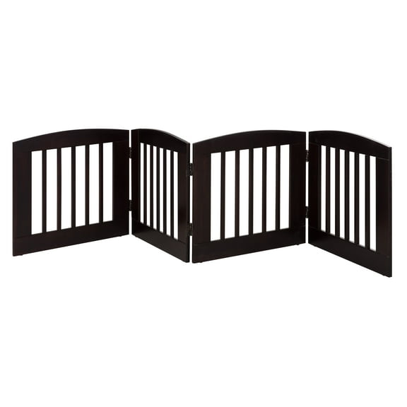 Camaflexi Ruffluv 4 Panel Expansion Pet Gate - Medium - 24"H - Cappuccino Finish-Color:Brown,Finish:Cappuccino,Material:Solid Wood,Style:Contemperary