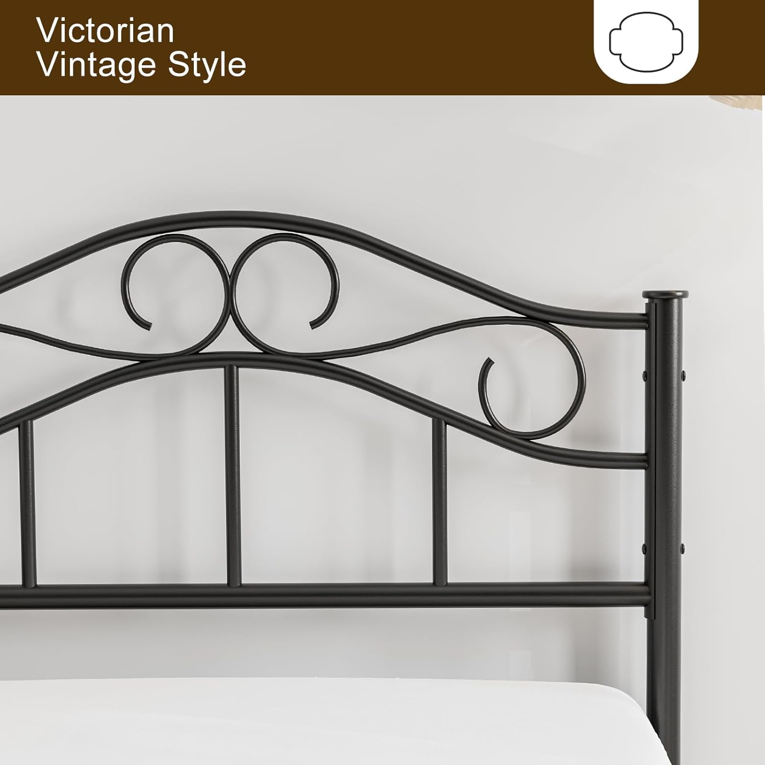 ARICOEASY Vintage Metal Twin Headboard with 7-Level Height Adjustment Design, Black