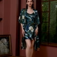 thumbnail image 5 of SWSMCLT Women's Chic Bathrobe Deep V Neck Bathrobes Satin Dressing Gown Drop Shoulder Bridal Comfy Elbow Sleeve Style20 Small-Large, 5 of 5