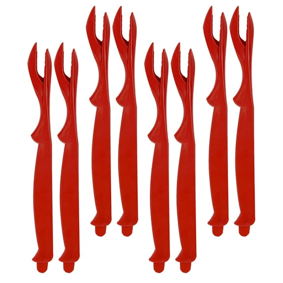 LOLIPPYY 8-Piece Red Plastic Crab Fork Set, Multifunctional Seafood Tools for Crab Shell Cracking and Meat Picking