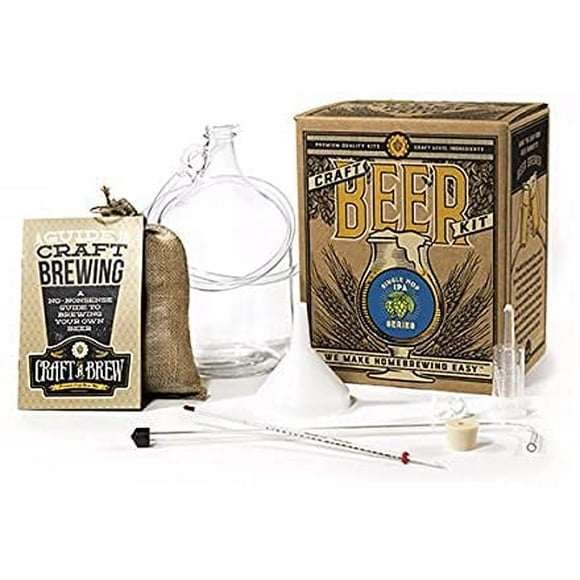 Craft A Brew - Single Hop IPA (Cascade) - Beer Making Kit - Make Your Own Craft Beer - Complete Equipment and Supplies - Starter Home Brewing Kit - 1 Gallon