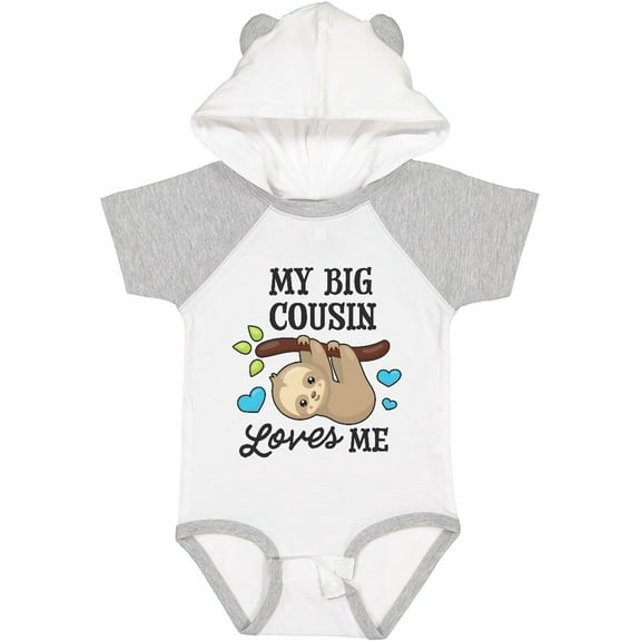 Inktastic My Big Cousin Loves Me with Sloth and Hearts Boys or Girls Baby Bodysuit