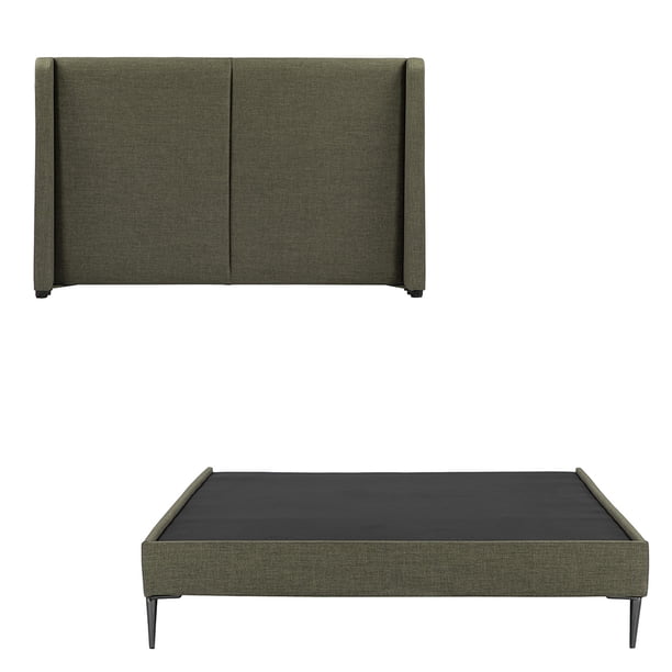 Box Base Cama Slim Matrimonial + Cabecera Milan Verde