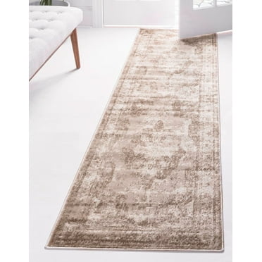 Rugs.com Monte Carlo Collection Rug – 2' x 13' Runner Beige Medium Rug Perfect For Living Rooms, Large Dining Rooms, Open Floorplans