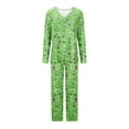 thumbnail image 5 of VBTAPA Pajama Set for Women 2 Piece Lounge Sets Floral Print Long Sleeve V Neck Tops and Pants Pjs Set Soft Comfy Sleepwear Home Wear Green L, 5 of 7