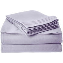 Celine Linen Wrinkle and Fade Resistant 1800 Series Luxurious 4-Piece Bed Sheet Set, Deep Pocket up to 16 inch, King Lilac