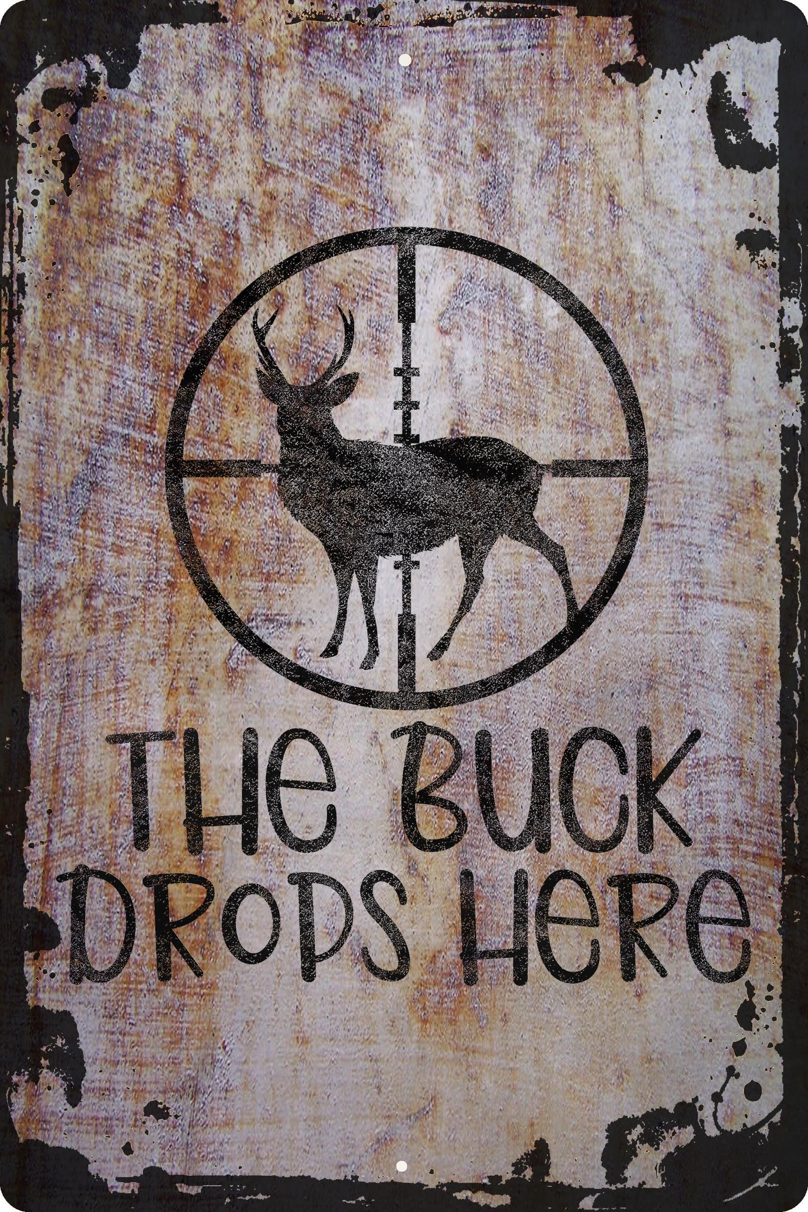 THE BUCK STOPS HERE Deer Hunter Target Hunting Cabin Lodge Home Decor Sign NEW 