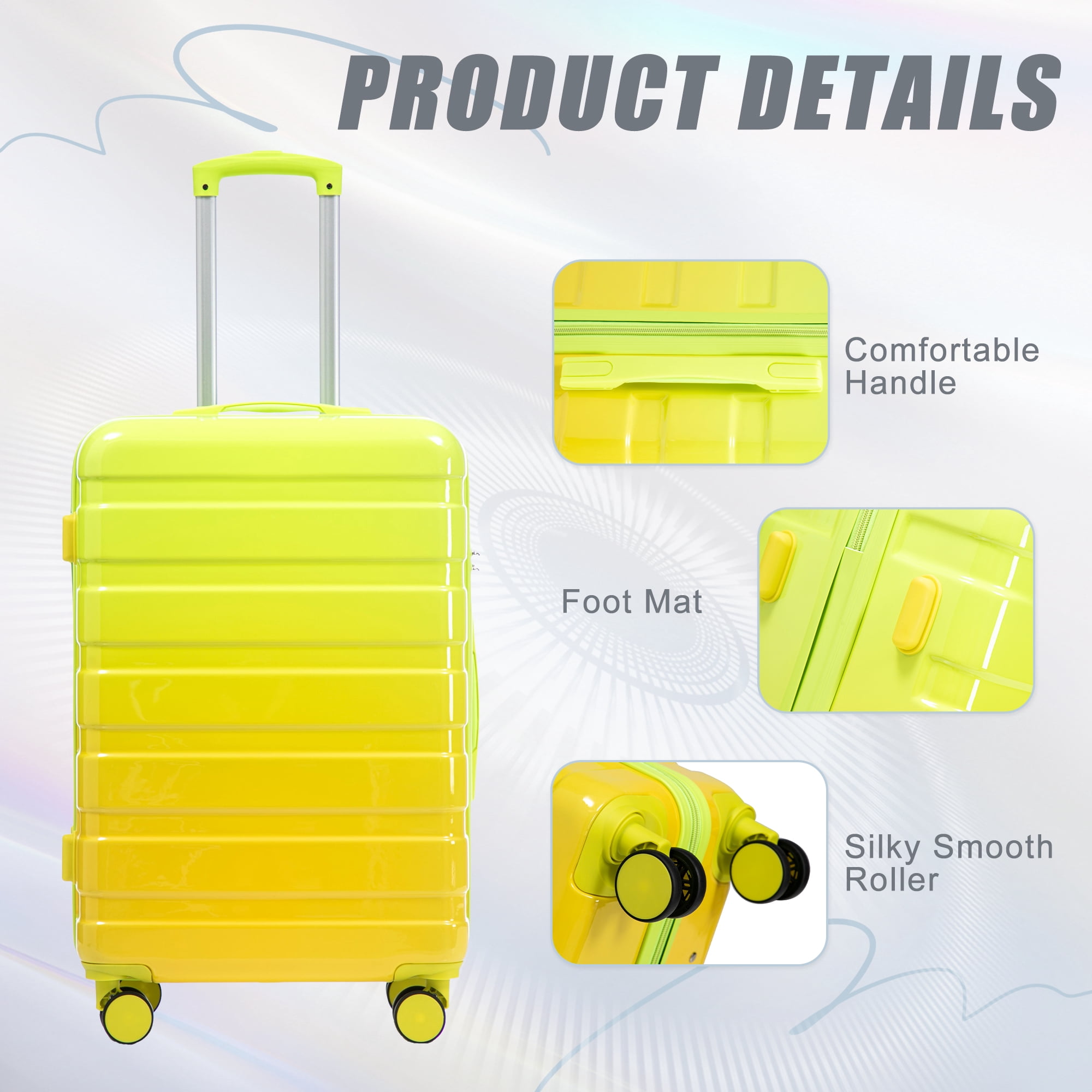 Staroneda Luggage Set 3 Piece,PC Light weight Hardside  with TSA Lock