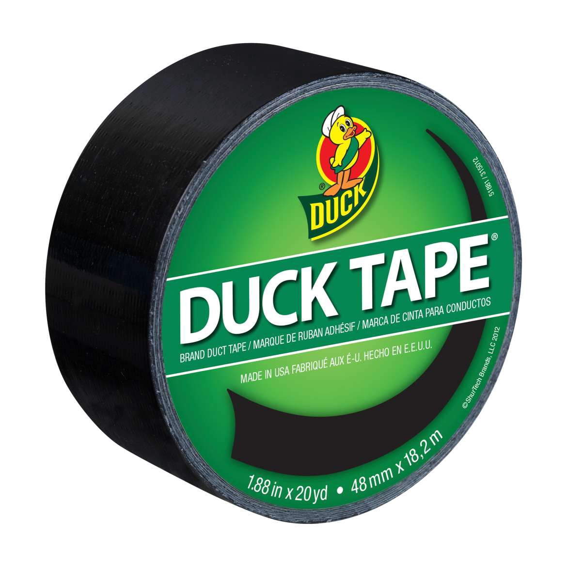 Color Duck Tape Brand Duct Tape , Black, 6 Pack, 1.88 in. x 20 yd., 6 Pack