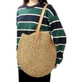 thumbnail image 3 of Bolso de paja para mujer, bandolera, bolso de playa redondo Retro, cesta de la compra, bolso de hombro grande, bolso de compras, 3 of 6