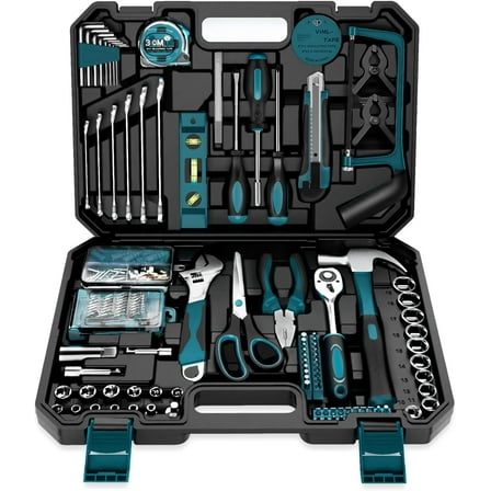 Tool Kit 257-PCs - Household Basic Repair Tool Set for Men Women - General Hand Mechanic's Tool Set & Screwdriver Set & Wrench Set & Socket & Portable Tool Box Storage Case Blue